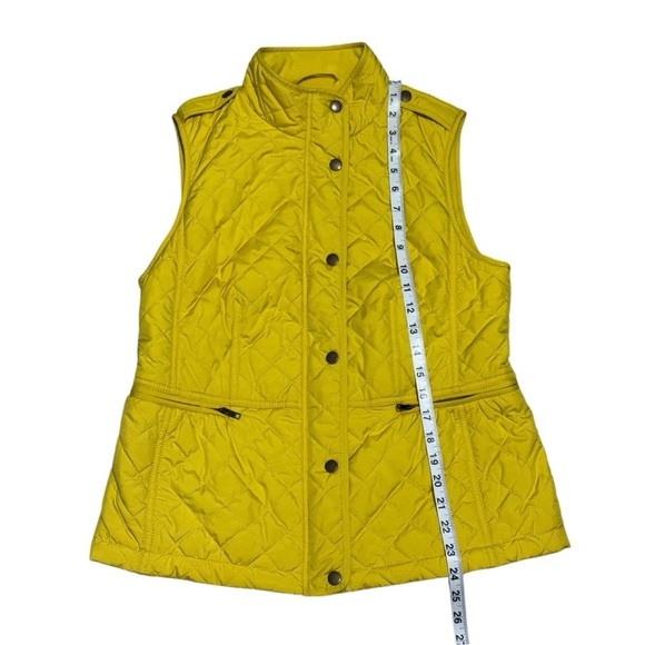 Talbots Yellow Quilted Vest- Fleece Lined Size S - Picture 6 of 12